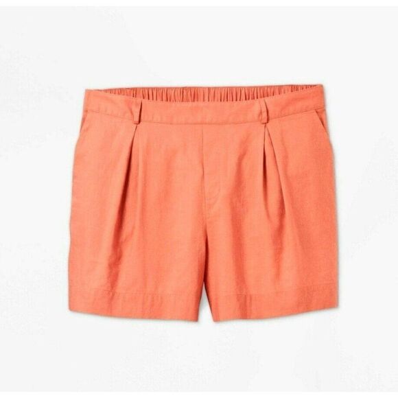 Ava & Viv Women's Plus Size Linen Shorts - 3X, 4X Orange Red - Picture 1 of 8